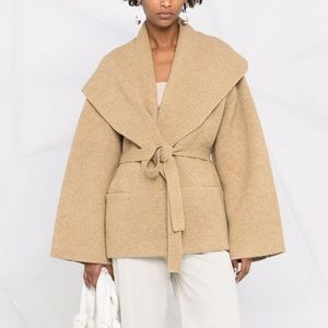 ISO Toteme Draped Collar Cardi Jacket in Peanut Butter Melange
